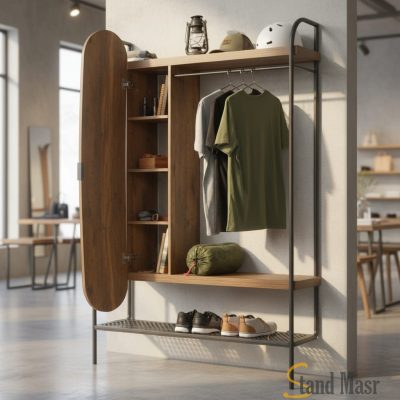 خزانة ملابس مودرن مع ستاند عرض – تصميم يجمع بين الأناقة والتخزين العملي من Stand Masr